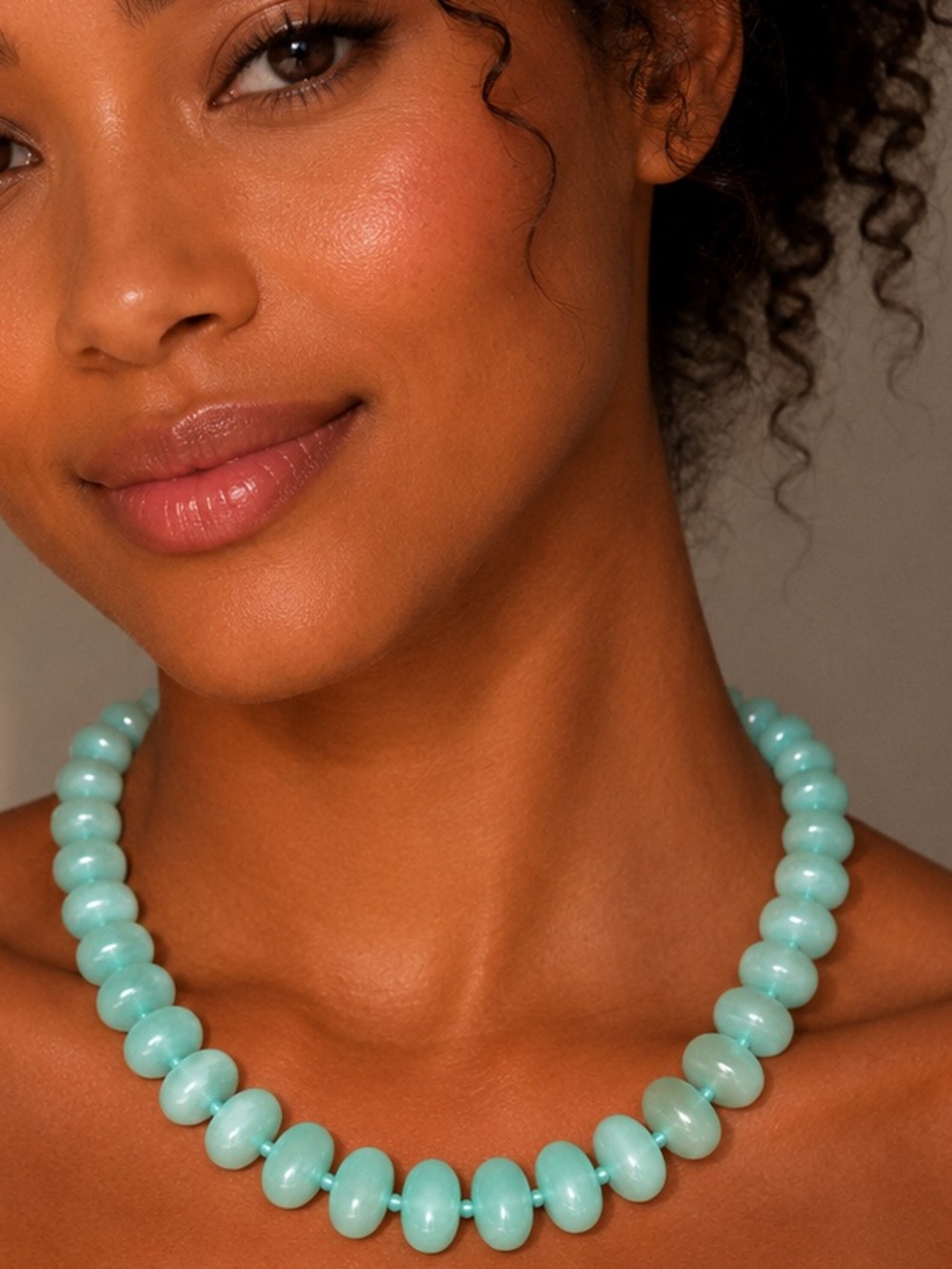 Chunky Aqua Beaded  Necklace